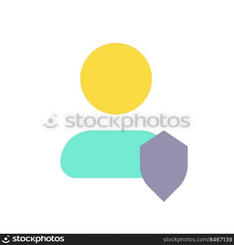 Contact under protection flat color ui icon. Access to personal information. Address book management. Simple filled element for mobile app. Colorful solid pictogram. Vector isolated RGB illustration. Contact under protection flat color ui icon