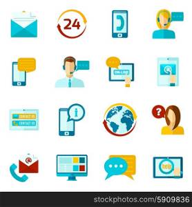 Contact us and customer service icons set isolated vector illustration. Contact Us Icons Set