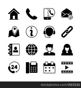 contact us icon set collection glyph style design
