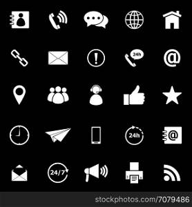 Contact us icons on black background, stock vector