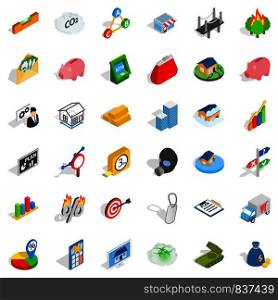 Contact us icons set. Isometric style of 36 contact us vector icons for web isolated on white background. Contact us icons set, isometric style