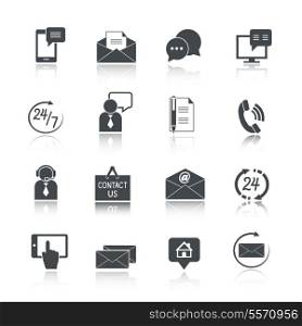 Contact us service icons set of email phone communication and representative person isolated vector illustration