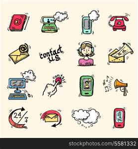 Contact us speech bubbles communication help chat icons set isolated vector illustration.