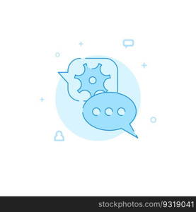 Contacting technical support vector icon. Flat illustration. Filled line style. Blue monochrome design. Editable stroke. Adjust line weight.. Contacting technical support flat vector icon. Filled line style. Blue monochrome design. Editable stroke