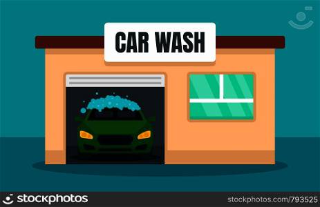 Contactless car wash concept background. Flat illustration of contactless car wash vector concept background for web design. Contactless car wash concept background, flat style