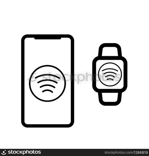contactless payment icon card phone watch vector isolated