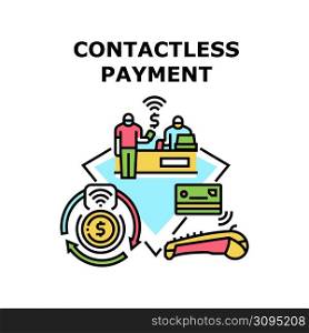 Contactless Payment Vector Icon Concept. Contactless Payment Technology For Paying By Credit Card And Digital Smartphone In Store Pos Terminal. Electronic Money Pay In Shop Color Illustration. Contactless Payment Vector Color Illustration