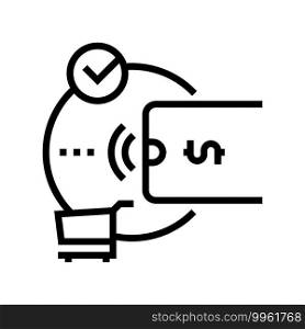 contactless payment with phone app line icon vector. contactless payment with phone app sign. isolated contour symbol black illustration. contactless payment with phone app line icon vector illustration