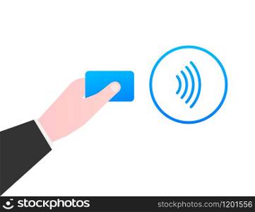Contactless wireless pay sign logo. NFC technology. Vector stock illustration. Contactless wireless pay sign logo. NFC technology. Vector stock illustration.