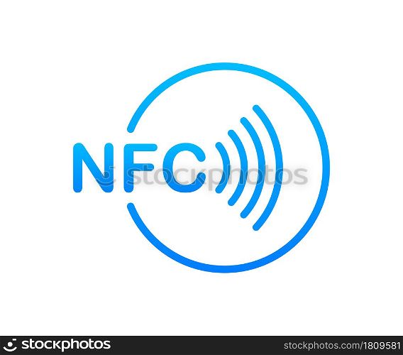 Contactless wireless pay sign logo. NFC technology. Vector stock illustration. Contactless wireless pay sign logo. NFC technology. Vector stock illustration.