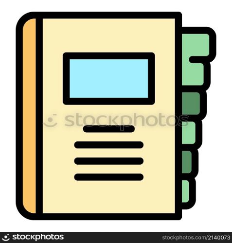 Contacts book icon. Outline contacts book vector icon color flat isolated. Contacts book icon color outline vector