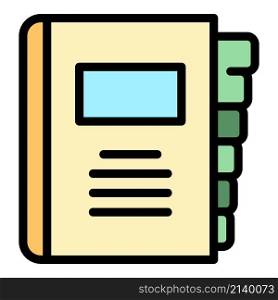 Contacts book icon. Outline contacts book vector icon color flat isolated. Contacts book icon color outline vector