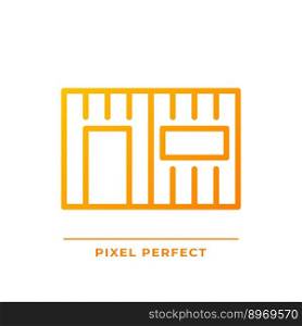 Container house pixel perfect gradient linear vector icon. Affordable property. Ecofriendly housing. Recycled container. Thin line color symbol. Modern style pictogram. Vector isolated outline drawing. Container house pixel perfect gradient linear vector icon