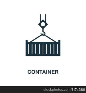 Container icon. Monochrome style design from logistics delivery collection. UI. Pixel perfect simple pictogram container icon. Web design, apps, software, print usage.. Container icon. Monochrome style design from logistics delivery icon collection. UI. Pixel perfect simple pictogram container icon. Web design, apps, software, print usage.