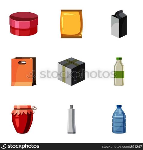 Container icons set. Cartoon illustration of 9 container vector icons for web. Container icons set, cartoon style