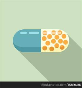 Container pill icon. Flat illustration of container pill vector icon for web design. Container pill icon, flat style