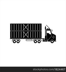 Container Shipping Truck Icon Vector Art Illustration