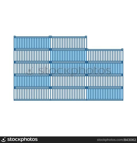 Container Stack Icon. Thin Line With Blue Fill Design. Vector Illustration.