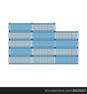 Container Stack Icon. Thin Line With Blue Fill Design. Vector Illustration.