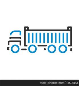 Container Truck Icon. Editable Bold Outline With Color Fill Design. Vector Illustration.