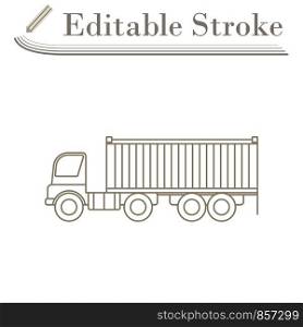 Container Truck Icon. Editable Stroke Simple Design. Vector Illustration.