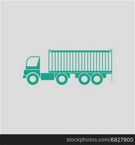 Container truck icon. Gray background with green. Vector illustration.
