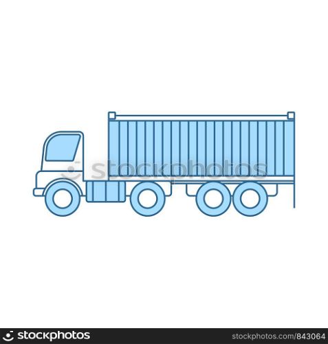 Container Truck Icon. Thin Line With Blue Fill Design. Vector Illustration.