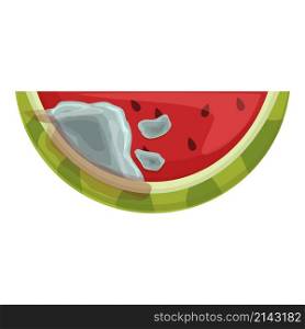 Contaminated watermelon icon cartoon vector. Fruit bacteria. Virus dirty. Contaminated watermelon icon cartoon vector. Fruit bacteria