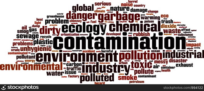 Contamination word cloud concept. Vector illustration