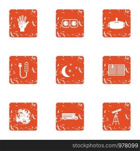 Contemplation icons set. Grunge set of 9 contemplation vector icons for web isolated on white background. Contemplation icons set, grunge style