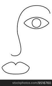Contemporary abstract doodle line art human face, Picasso, Matisse style illustration
