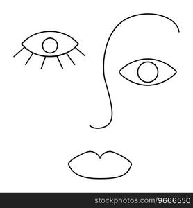 Contemporary abstract doodle line art human face, Picasso, Matisse style illustration