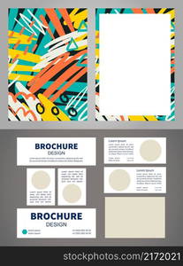 Contemporary art museum blank brochure design elements set. Printable poster with customized copyspace. Kit with shapes and frames for leaflet decoration. Arial Black, Regular fonts used. Contemporary art museum blank brochure design elements set