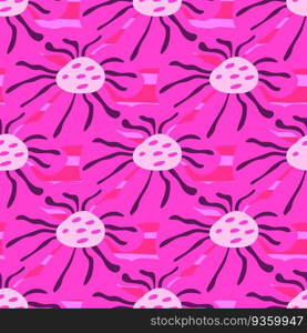 Contemporary big bud flower seamless pattern. Cute stylized flowers background. For fabric design, textile print, wrapping paper, cover. Vector illustration. Contemporary big bud flower seamless pattern. Cute stylized flowers background.