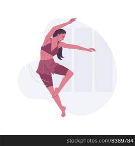 Contemporary dance isolated cartoon vector illustrations. Young woman dancing alone in the studio, classic ballet motion, elegance pose, training alone, fitness activity vector cartoon.. Contemporary dance isolated cartoon vector illustrations.