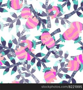 Contemporary flower seamless pattern. Creative botanical floral ornament. Strange plants endless wallpaper. Naive art. Simple design for fabric, textile print, wrapping, cover. Vector illustration. Contemporary flower seamless pattern. Creative botanical floral ornament. Strange plants endless wallpaper. Naive art.