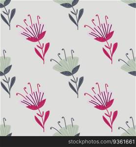 Contemporary flower seamless pattern. Cute stylized flowers wallpaper. Decorative naive botanical backdrop. For fabric design, textile print, wrapping paper, cover. Vector illustration. Contemporary flower seamless pattern. Cute stylized flowers wallpaper. Decorative naive botanical backdrop.