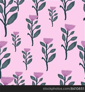 Contemporary flower seamless pattern. Elegant botanical floral wallpaper. Abstract plants endless ornament. Simple design for fabric, textile print, wrapping paper, cover. Vector illustration. Contemporary flower seamless pattern. Elegant botanical floral wallpaper. Abstract plants endless ornament.