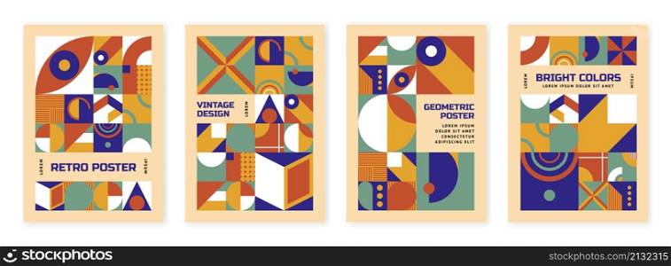Contemporary geometric funky design. Unusual banners collection, unique abstract blocks graphic. Retro basic tiles, bright brutalism swanky vector illustration templates. Contemporary geometric funky design. Unusual banners collection, unique abstract blocks graphic. Retro basic tiles, bright brutalism swanky vector templates