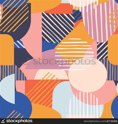 Contemporary geometric shapes seamless pattern . Trendy modern geometry shapes background. Creative abstract vector illustration.. Contemporary geometric shapes seamless pattern . Trendy modern geometry shapes background.