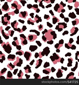 Contemporary pink leopard skin seamless pattern texture repeat. Abstract animal fur wallpaper. Wild african cats repeat illustration. Concept trendy fabric textile design. Contemporary leopard skin seamless pattern texture repeat. Abstract animal fur wallpaper.