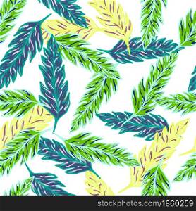 Contemporary tropical palm leaf seamless pattern. Modern exotic leaves ornament. Foliage backdrop. Floral wallpaper. Design for fabric , textile print, wrapping, cover. Vector illustration. Contemporary tropical palm leaf seamless pattern. Modern exotic leaves ornament. Foliage backdrop.
