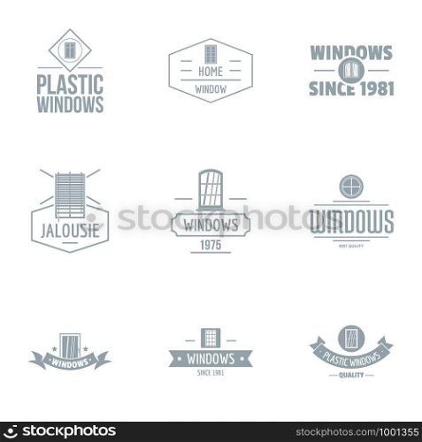 Contemporary window logo set. Simple set of 9 contemporary window vector logo for web isolated on white background. Contemporary window logo set, simple style