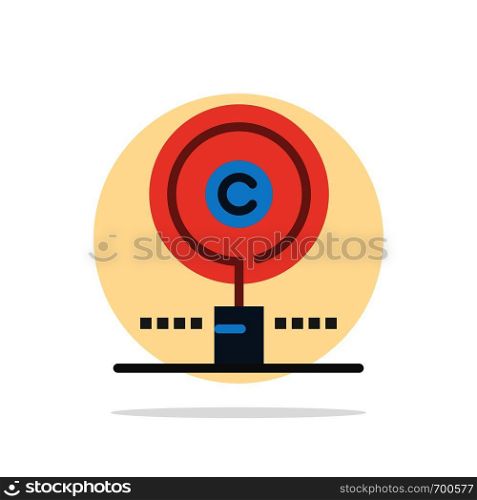 Content, Copyright, Find, Owner, Property Abstract Circle Background Flat color Icon