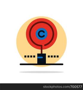Content, Copyright, Find, Owner, Property Abstract Circle Background Flat color Icon