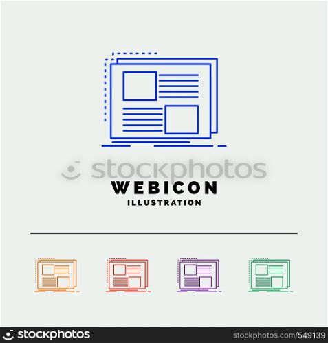 Content, design, frame, page, text 5 Color Line Web Icon Template isolated on white. Vector illustration. Vector EPS10 Abstract Template background
