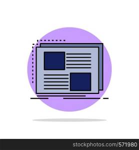 Content, design, frame, page, text Flat Color Icon Vector