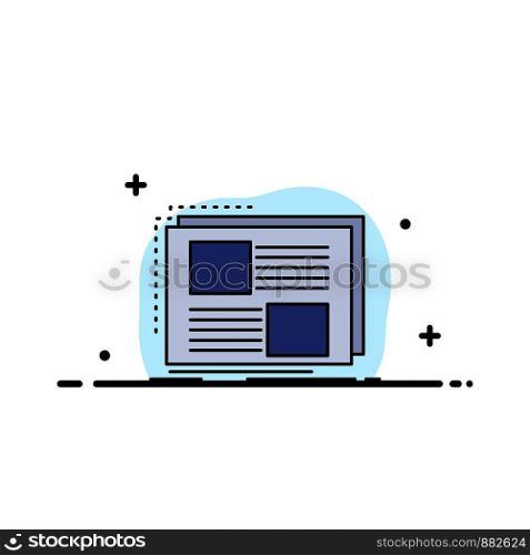 Content, design, frame, page, text Flat Color Icon Vector