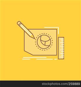 Content, design, frame, page, text Flat Line Filled Icon. Beautiful Logo button over yellow background for UI and UX, website or mobile application