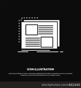 Content, design, frame, page, text Icon. glyph vector symbol for UI and UX, website or mobile application. Vector EPS10 Abstract Template background